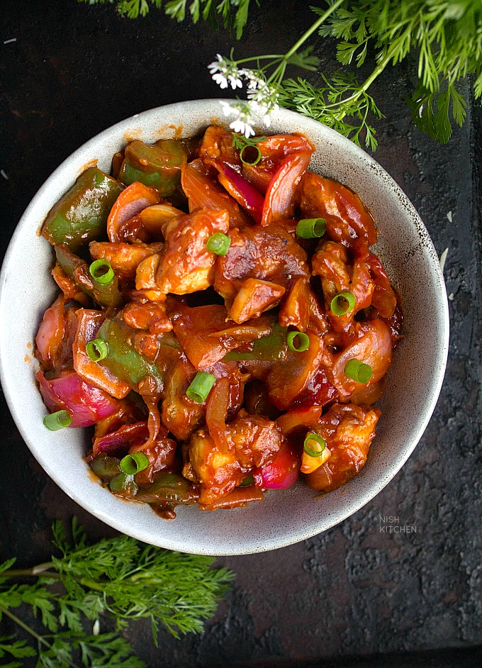 Chili Chicken, Grilled veggies, sauce 4 Servings  DF K